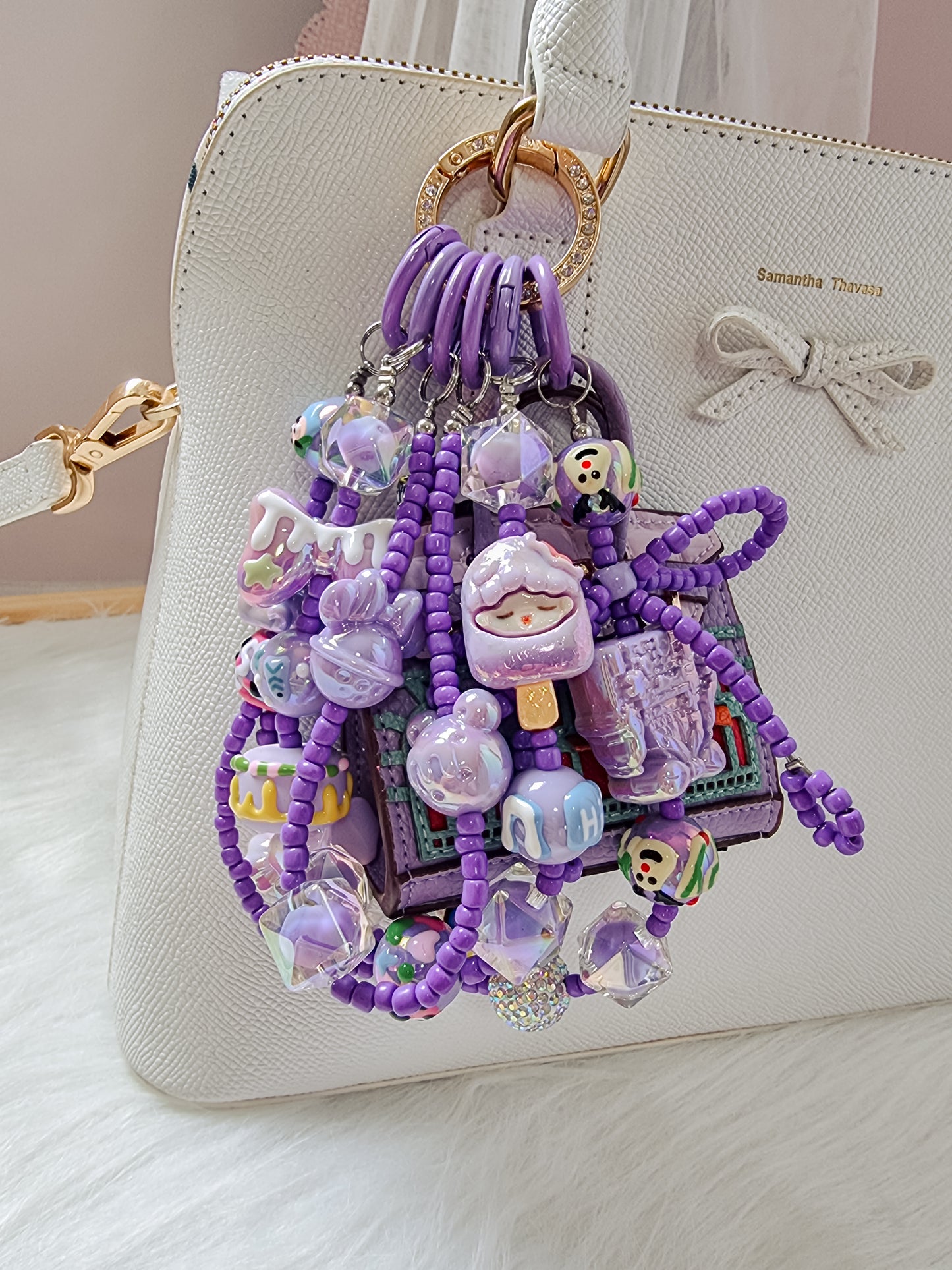 Purple ear pods bag with straps