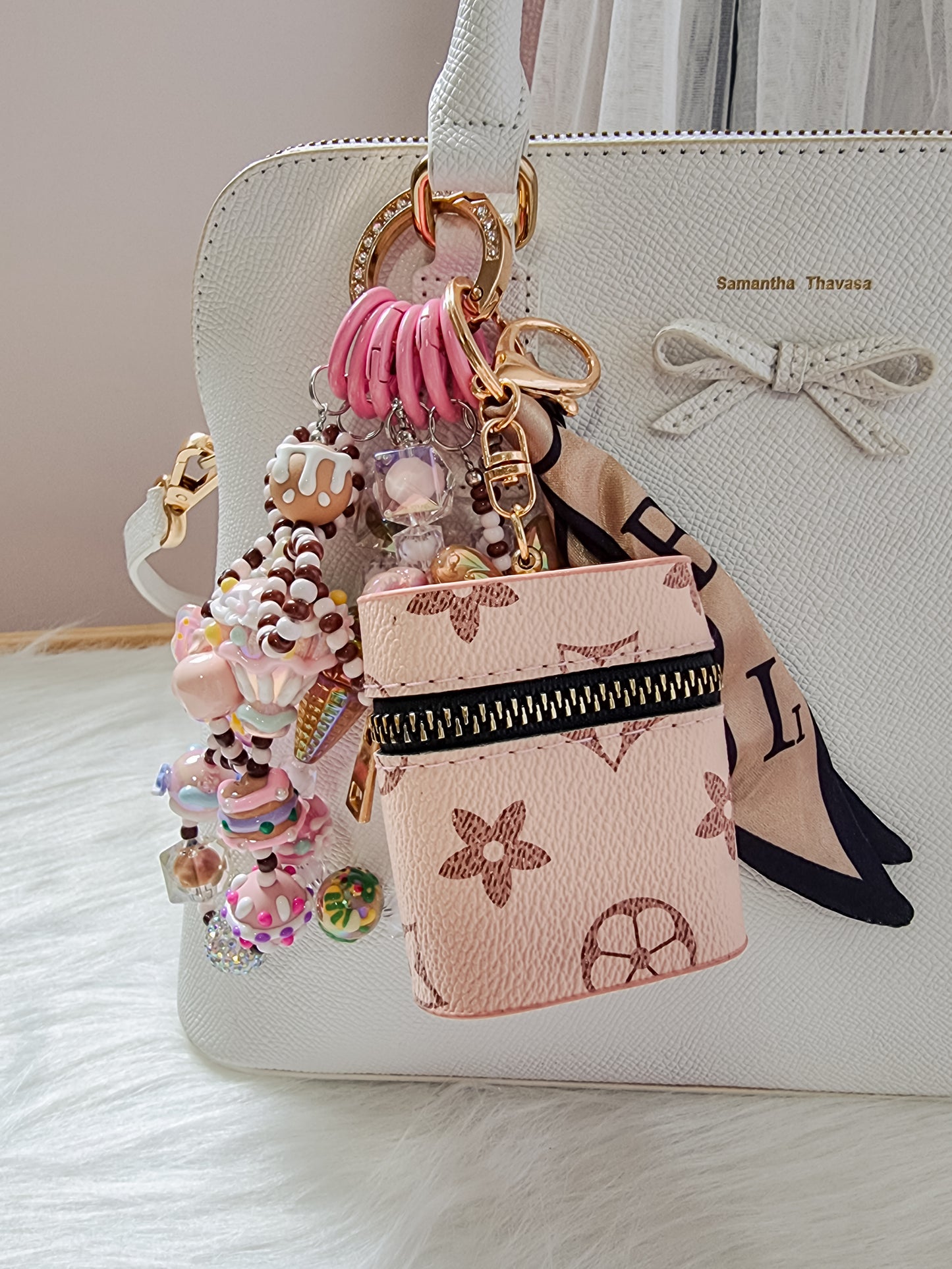 Pink ear pods bag with straps