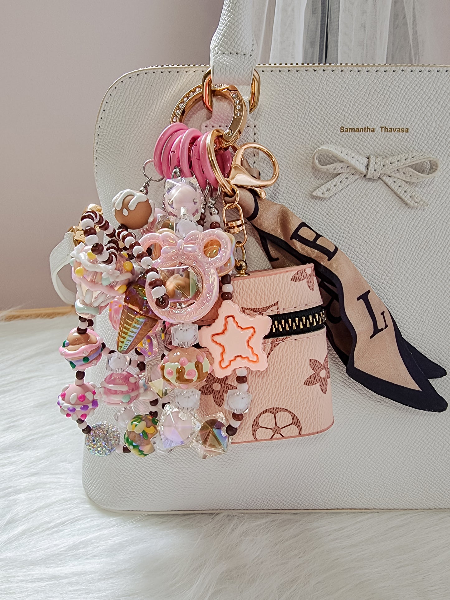 Pink ear pods bag with straps