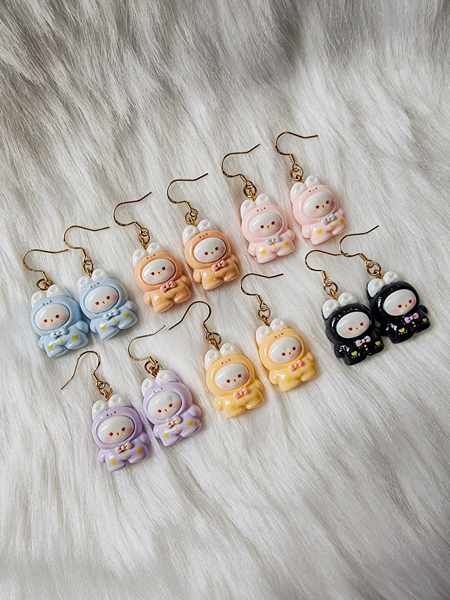 Bear with bunny hoodie earrings
