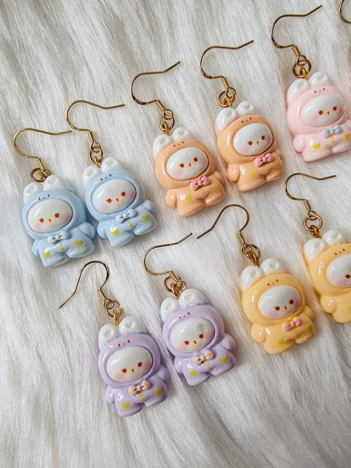 Bear with bunny hoodie earrings
