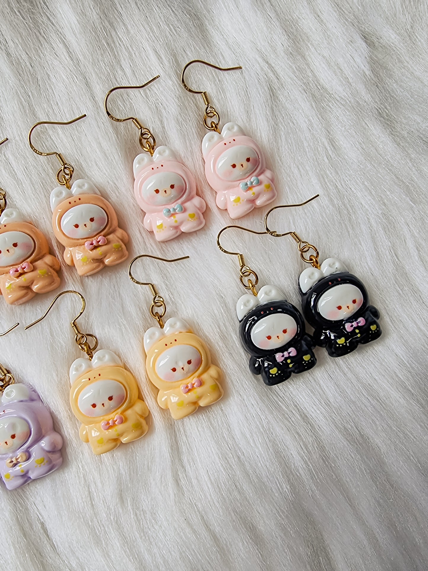 Bear with bunny hoodie earrings