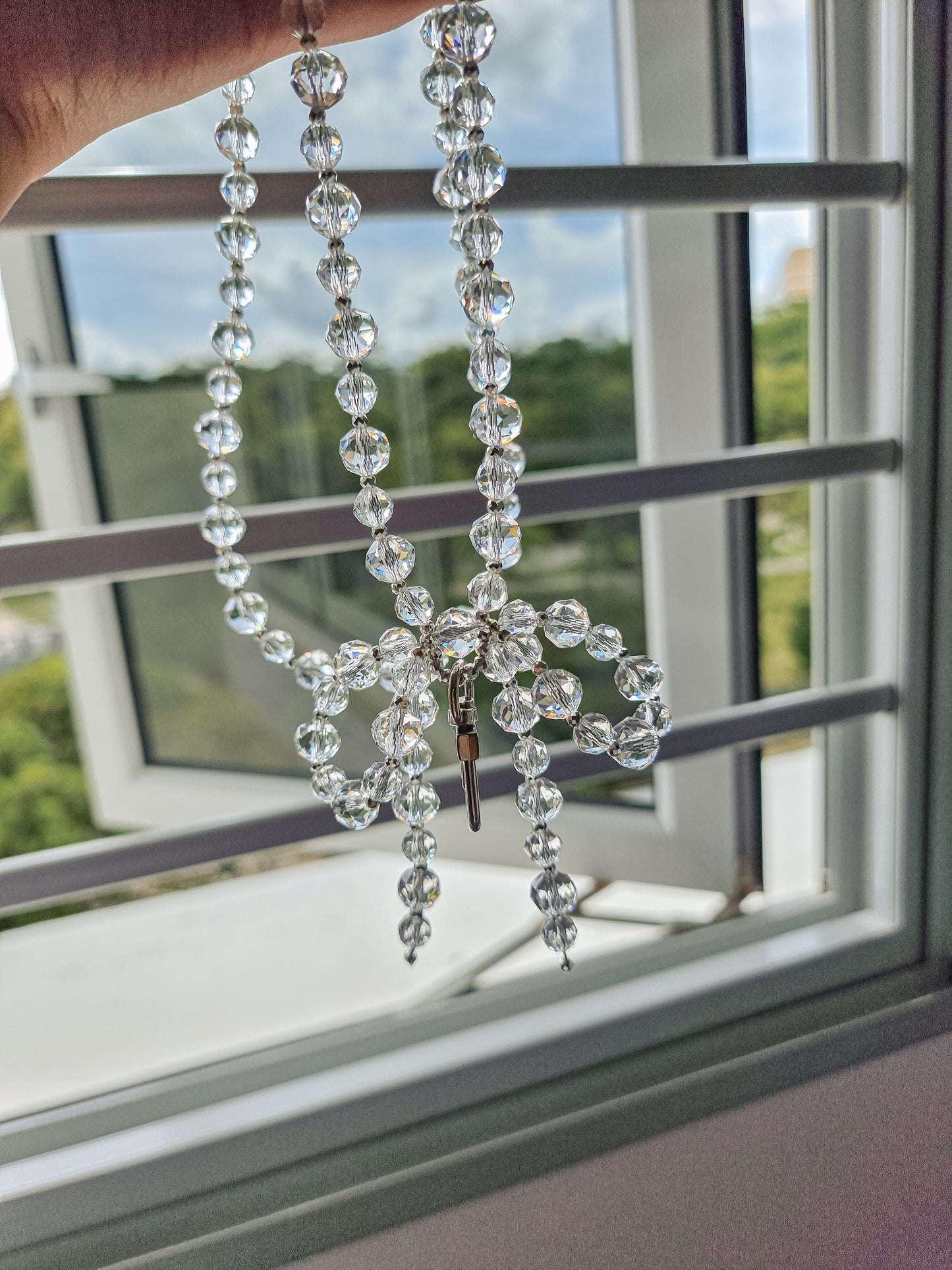 Crystal ribbon lanyard