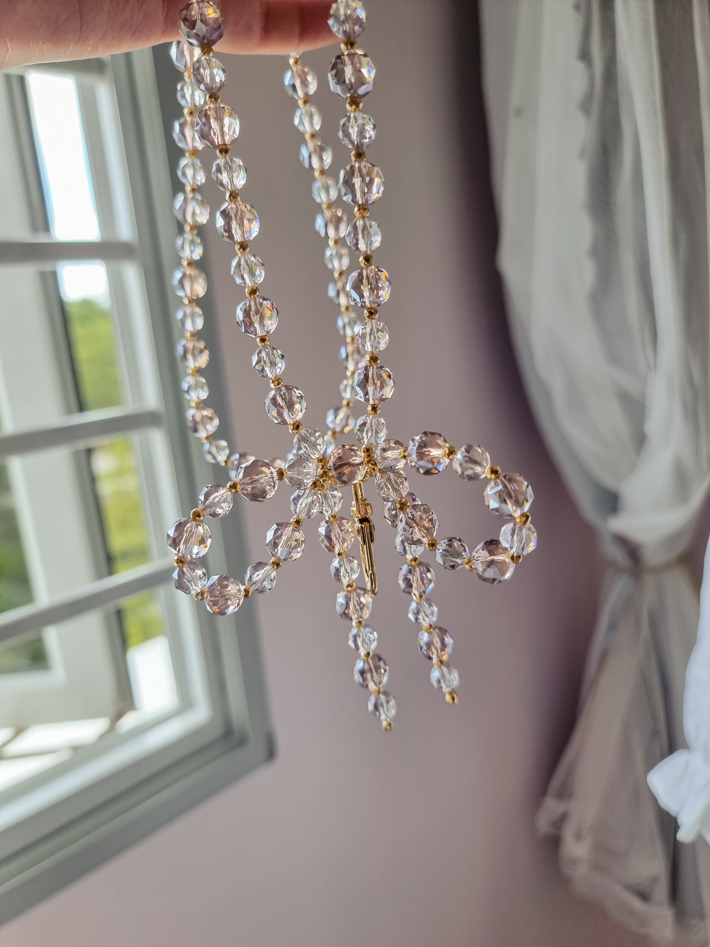 Crystal ribbon lanyard
