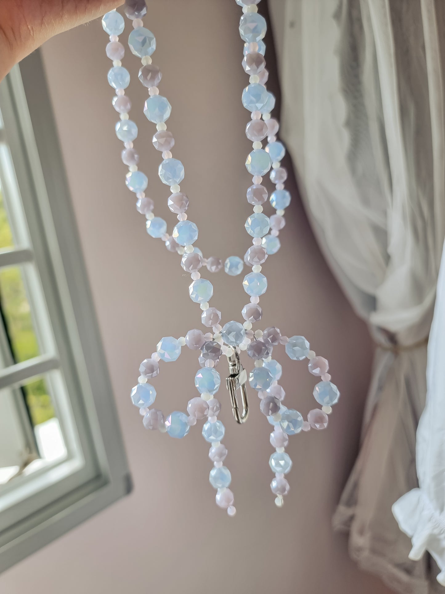Crystal ribbon lanyard