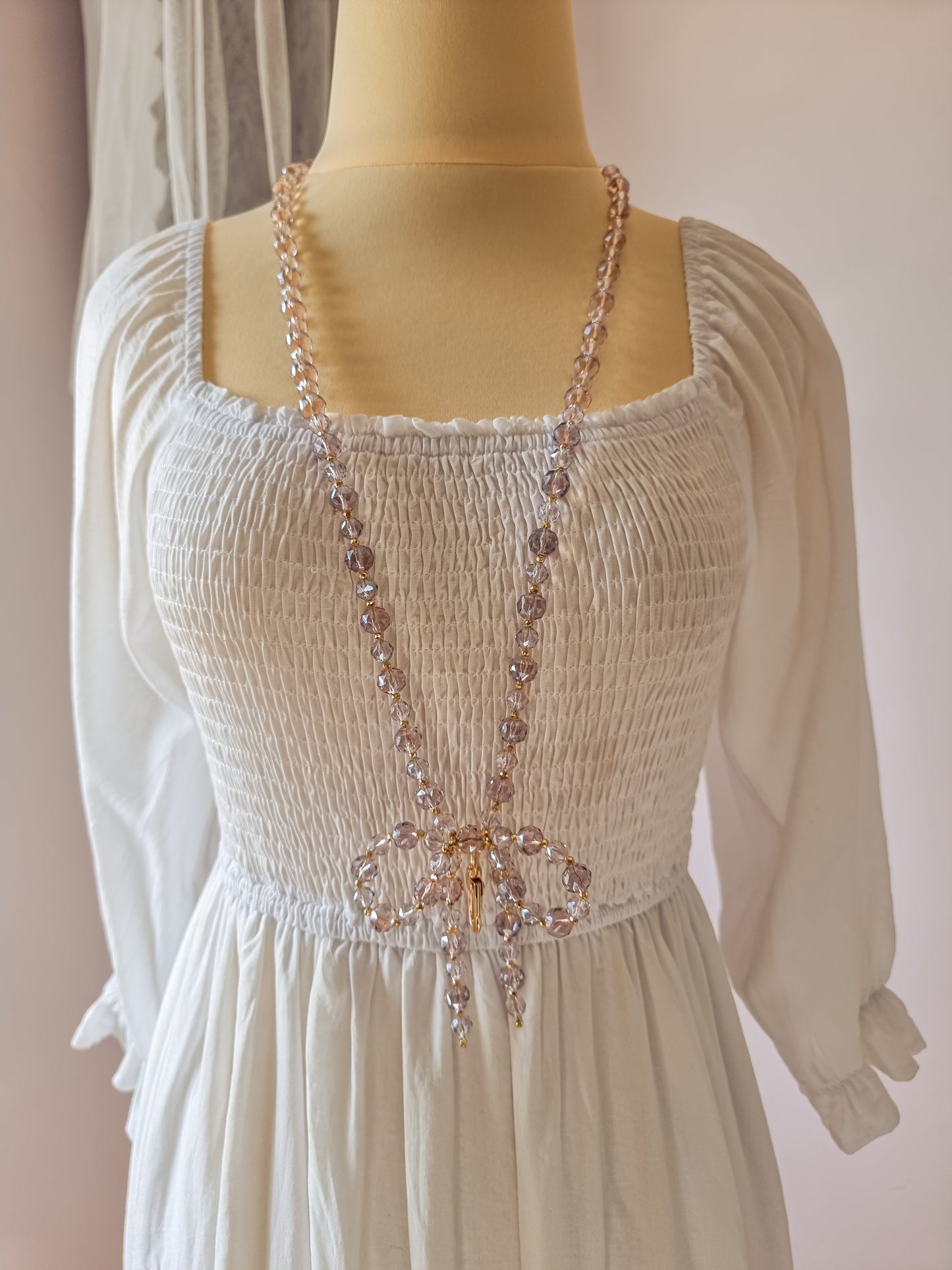 Crystal ribbon lanyard