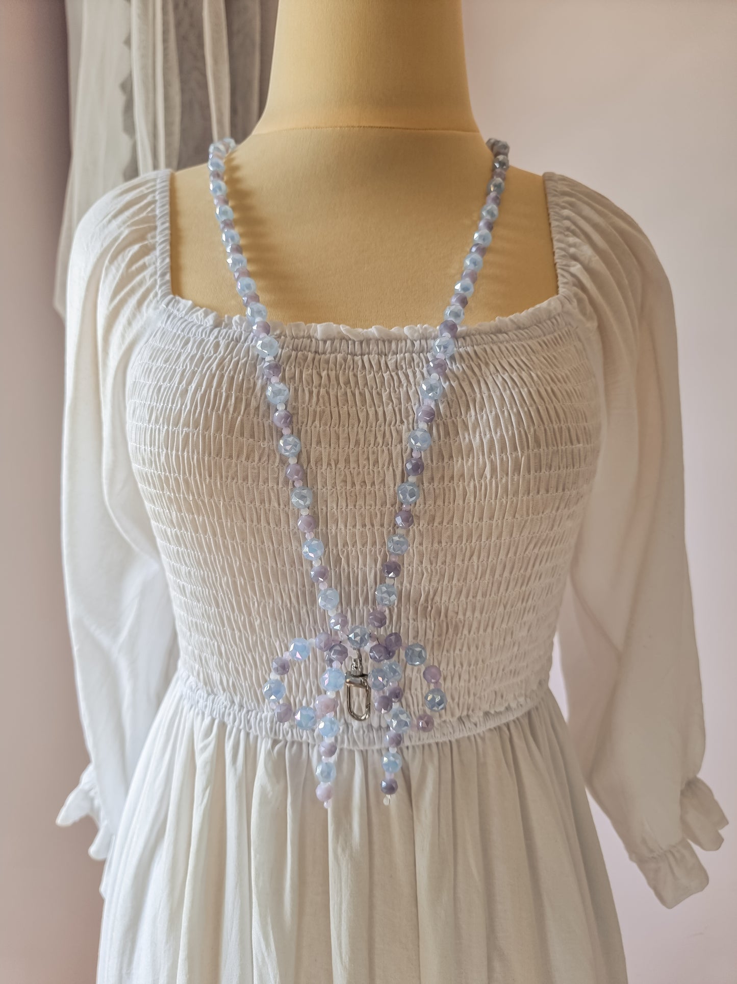 Crystal ribbon lanyard