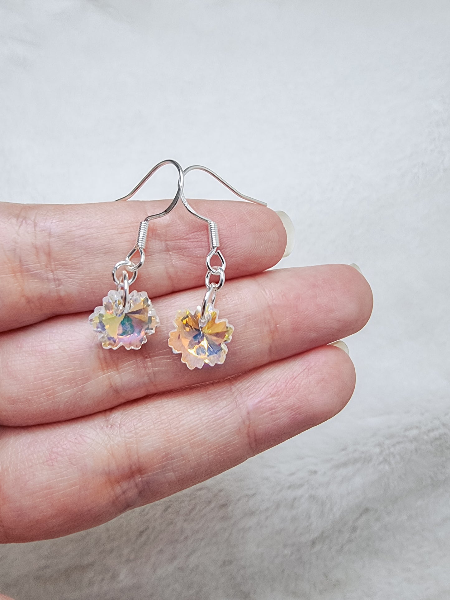 Snowflake glass crystal earring