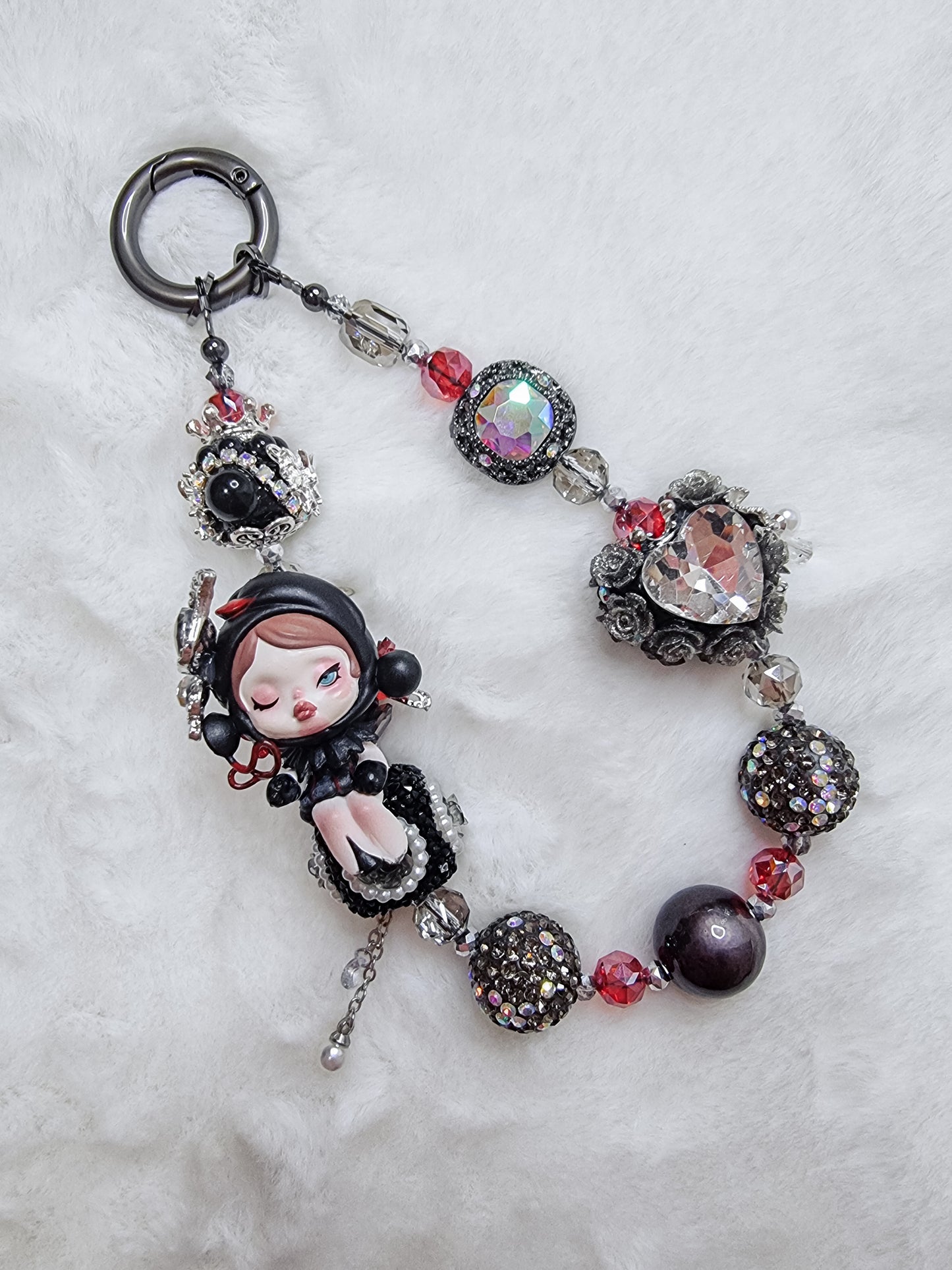 Mini Black Skull Panda phone / bag strap