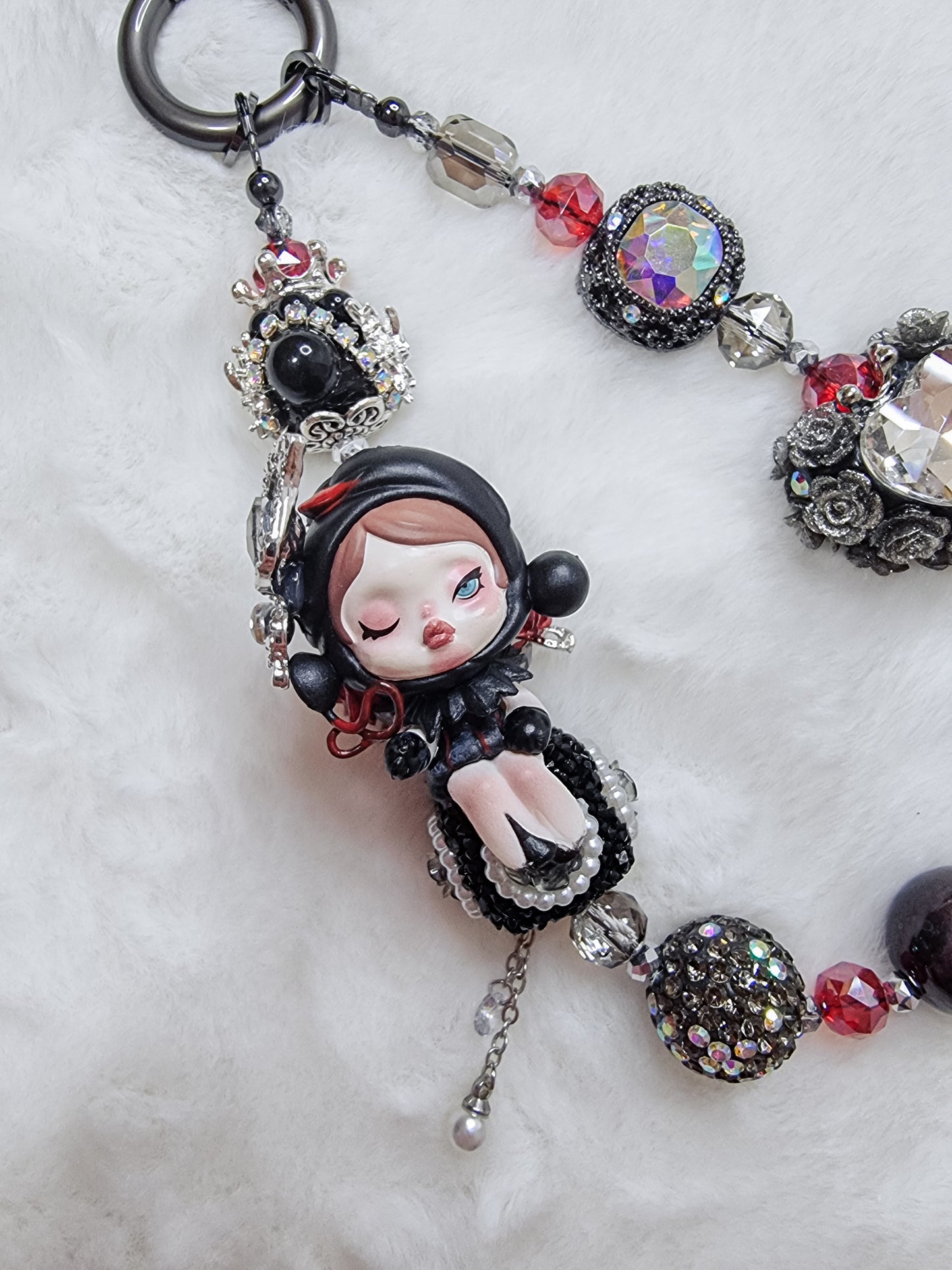 Mini Black Skull Panda phone / bag strap