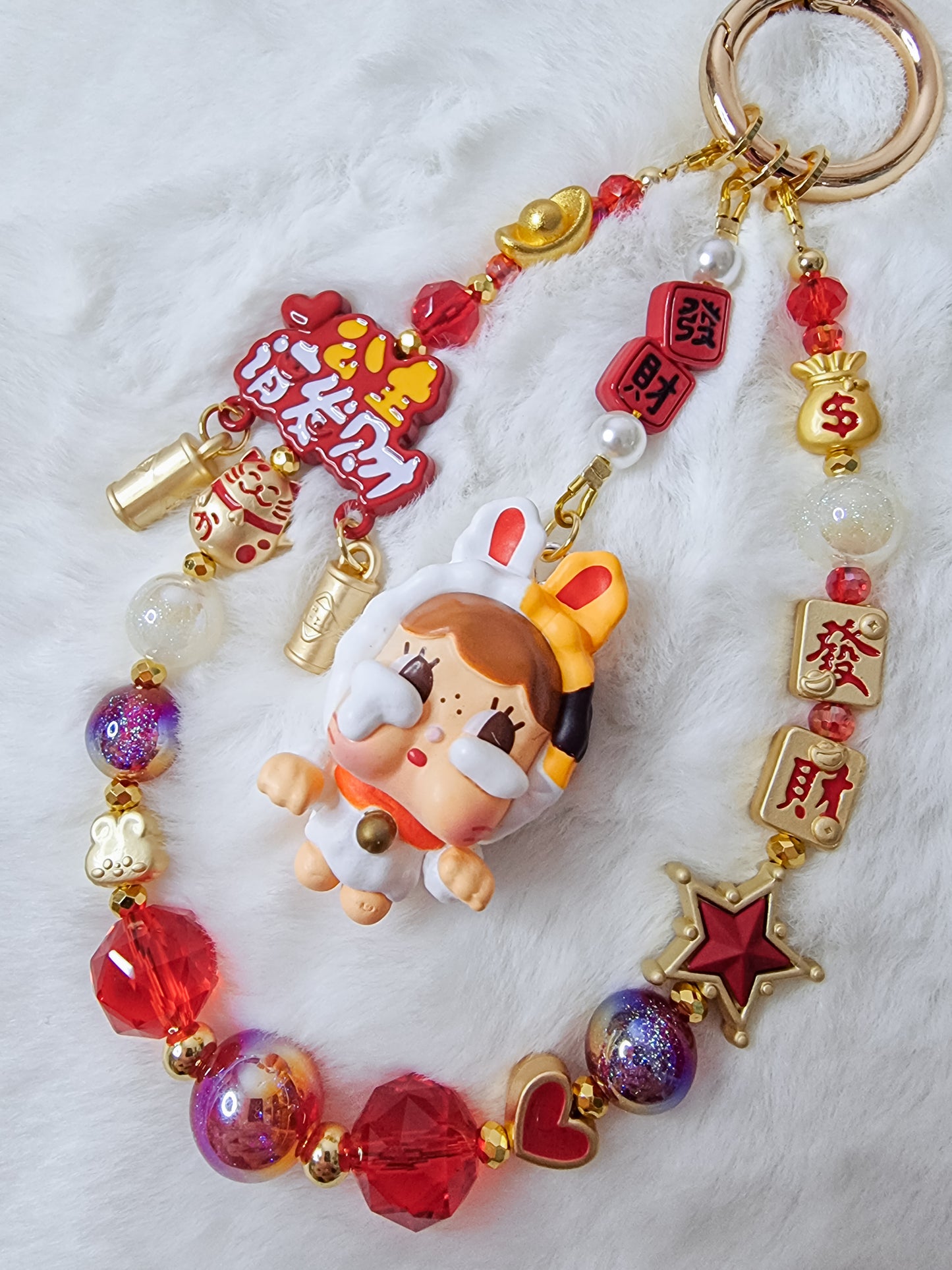 Lucky cat crybaby phone / bag strap