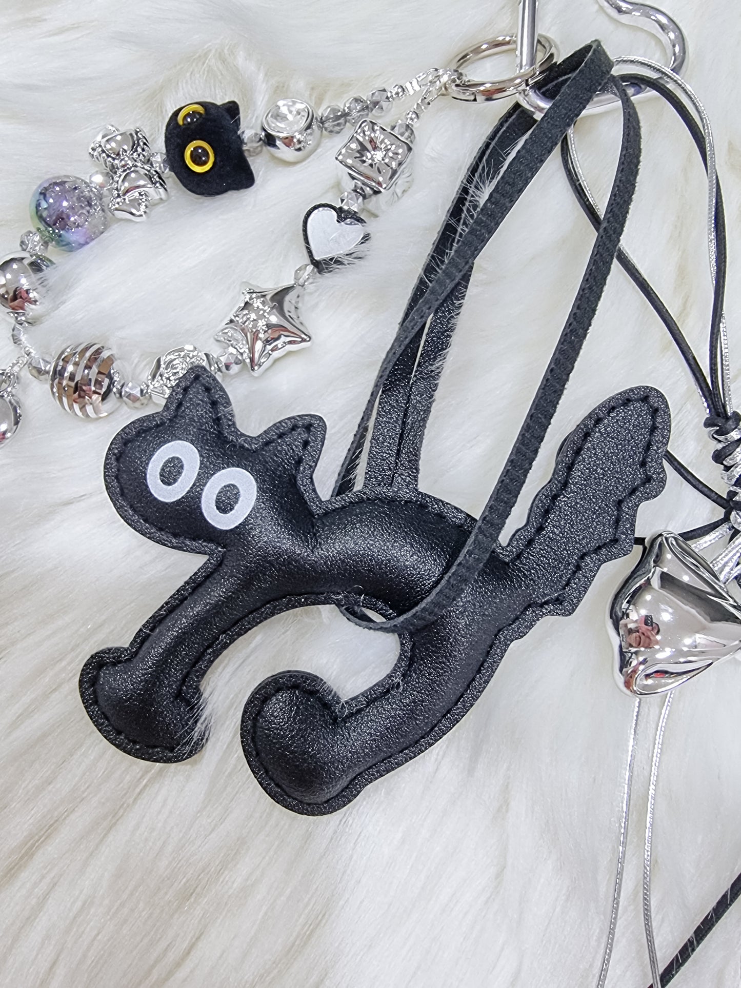 Black cat y2k phone / bag strap