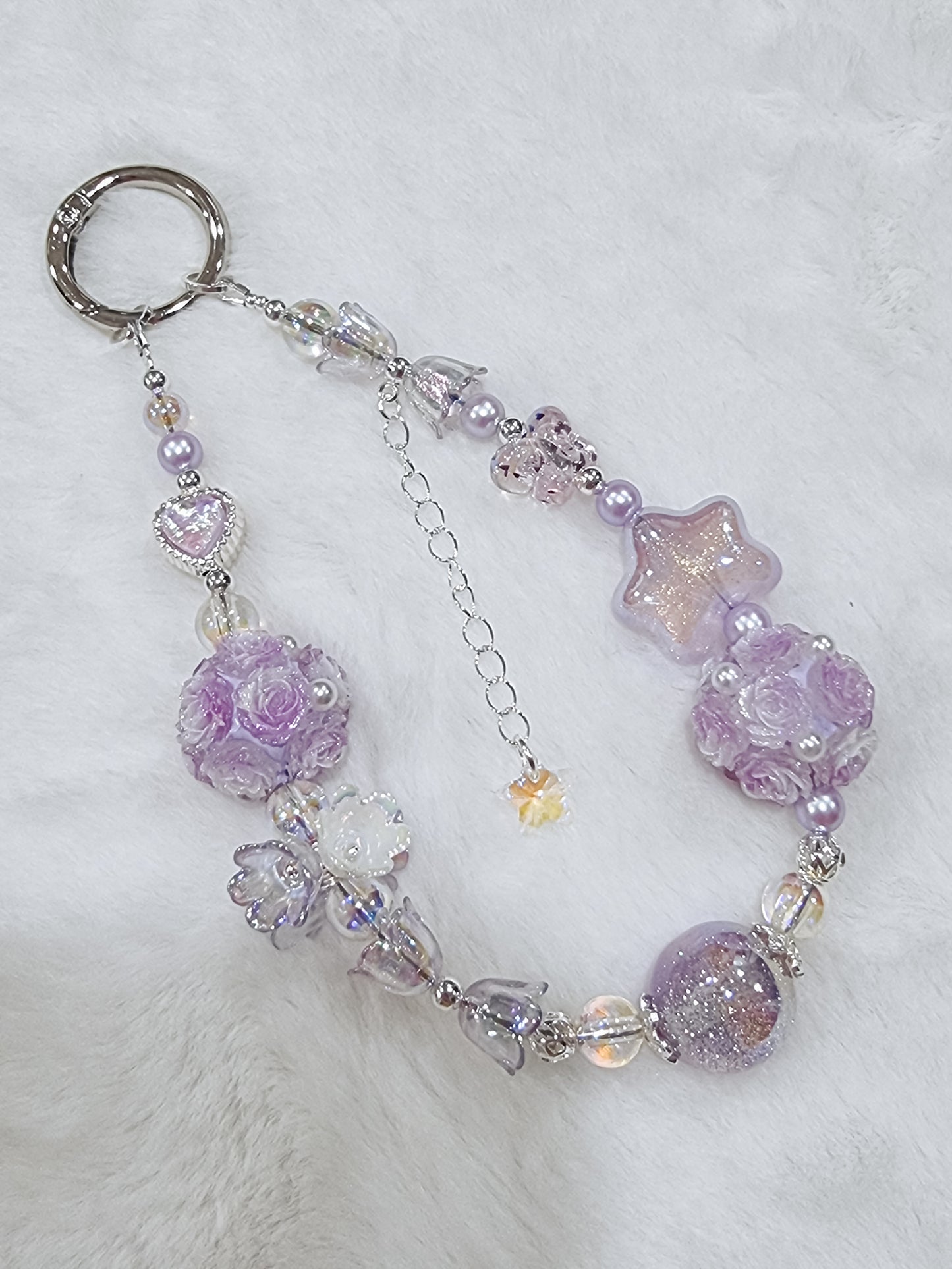 Lavender floral phone strap