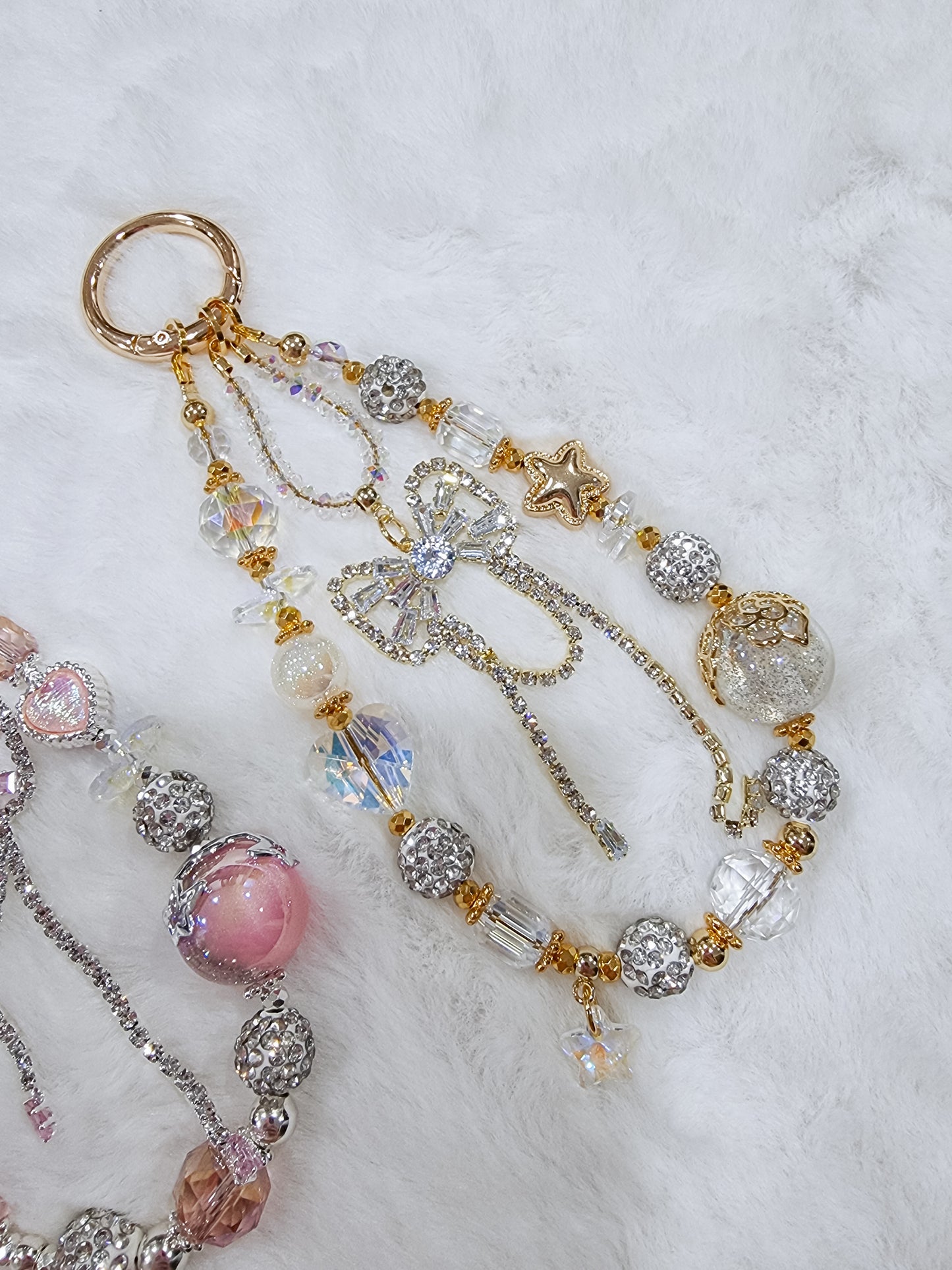 Crystal ribbon phone strap