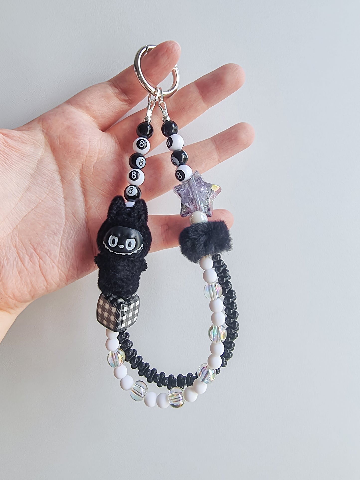 Charcoal Chao Tar Labubu strap