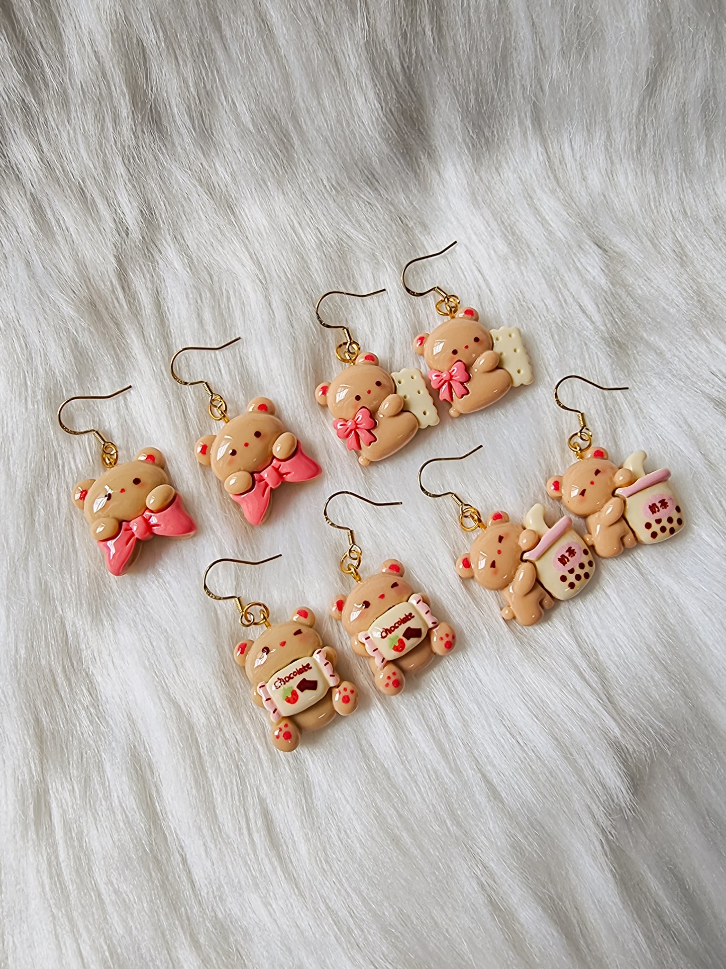 Brown bear earrings