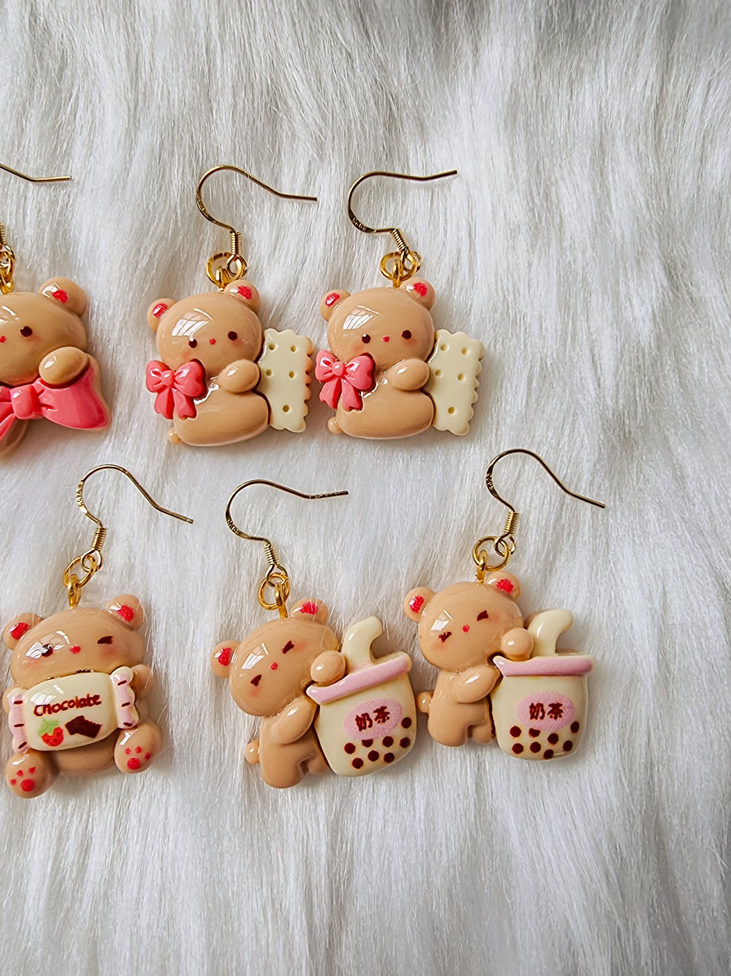 Brown bear earrings