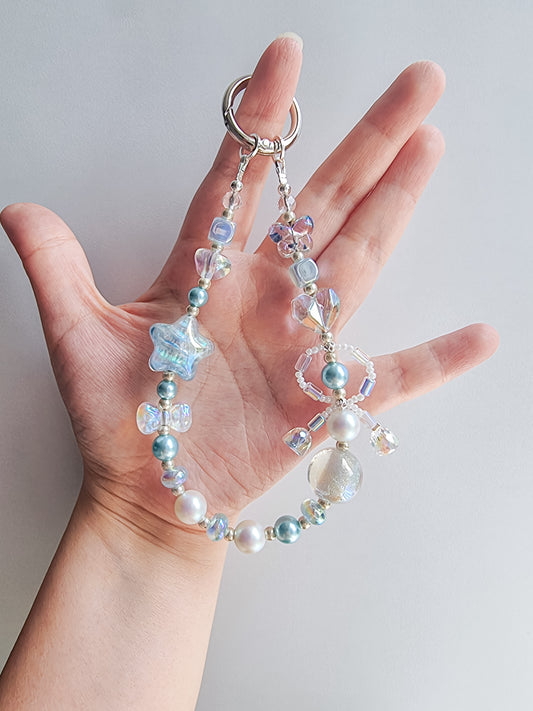 Blue painted star with crystal pearl strap