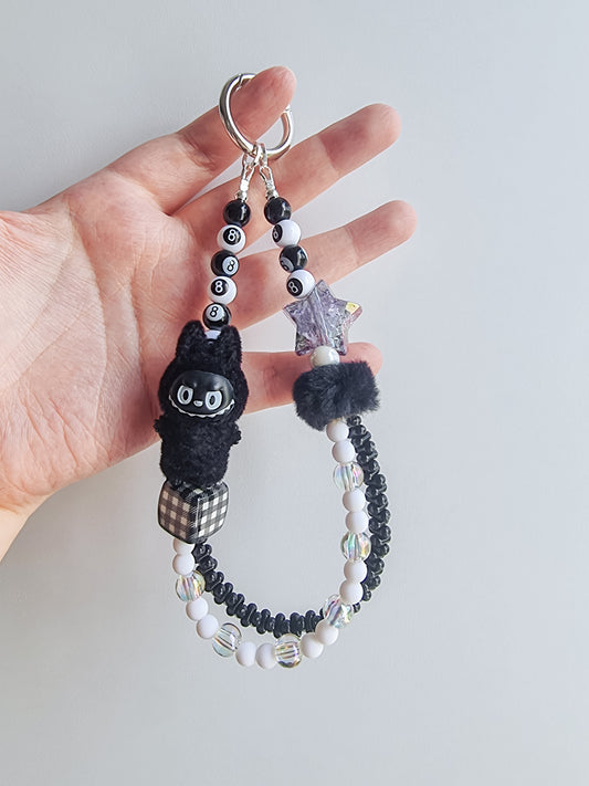 Charcoal Chao Tar Labubu strap