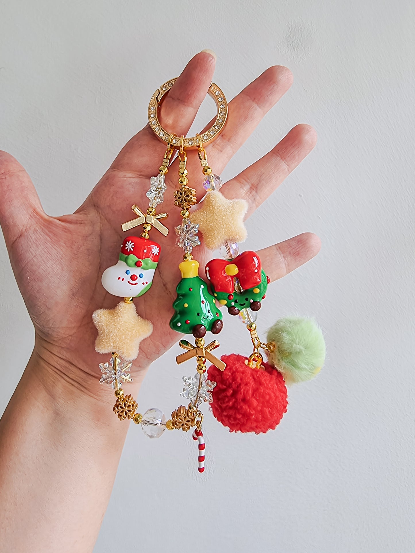 Handpainted Xmas charms strap