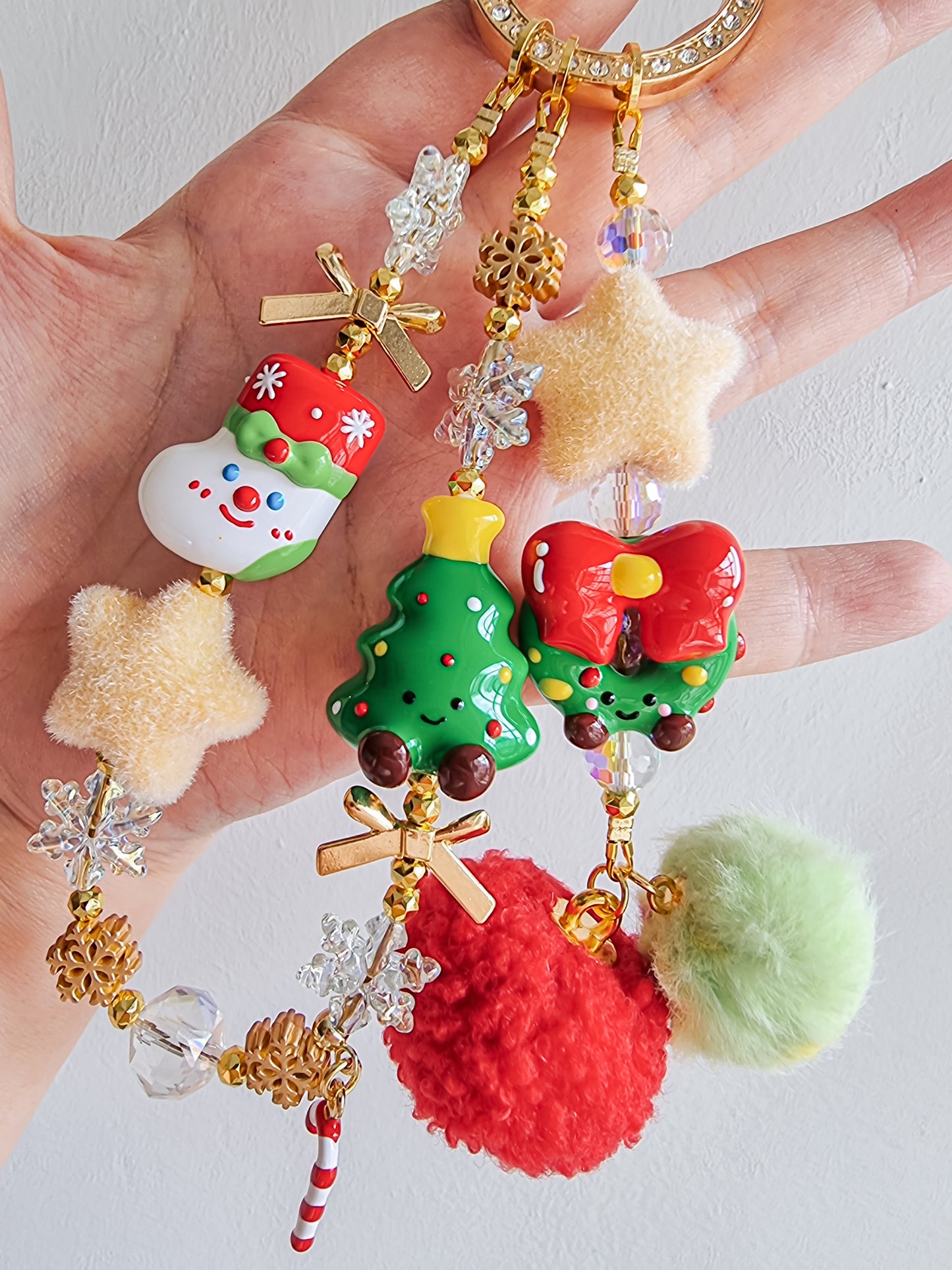 Handpainted Xmas charms strap